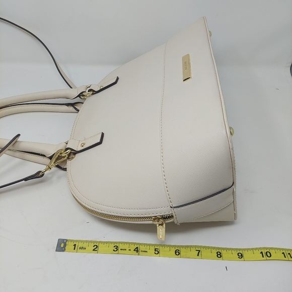 Anne Klein Shimmer Down Dome Satchel Off White Double Handle Handbag Crossbody - Picture 15 of 15